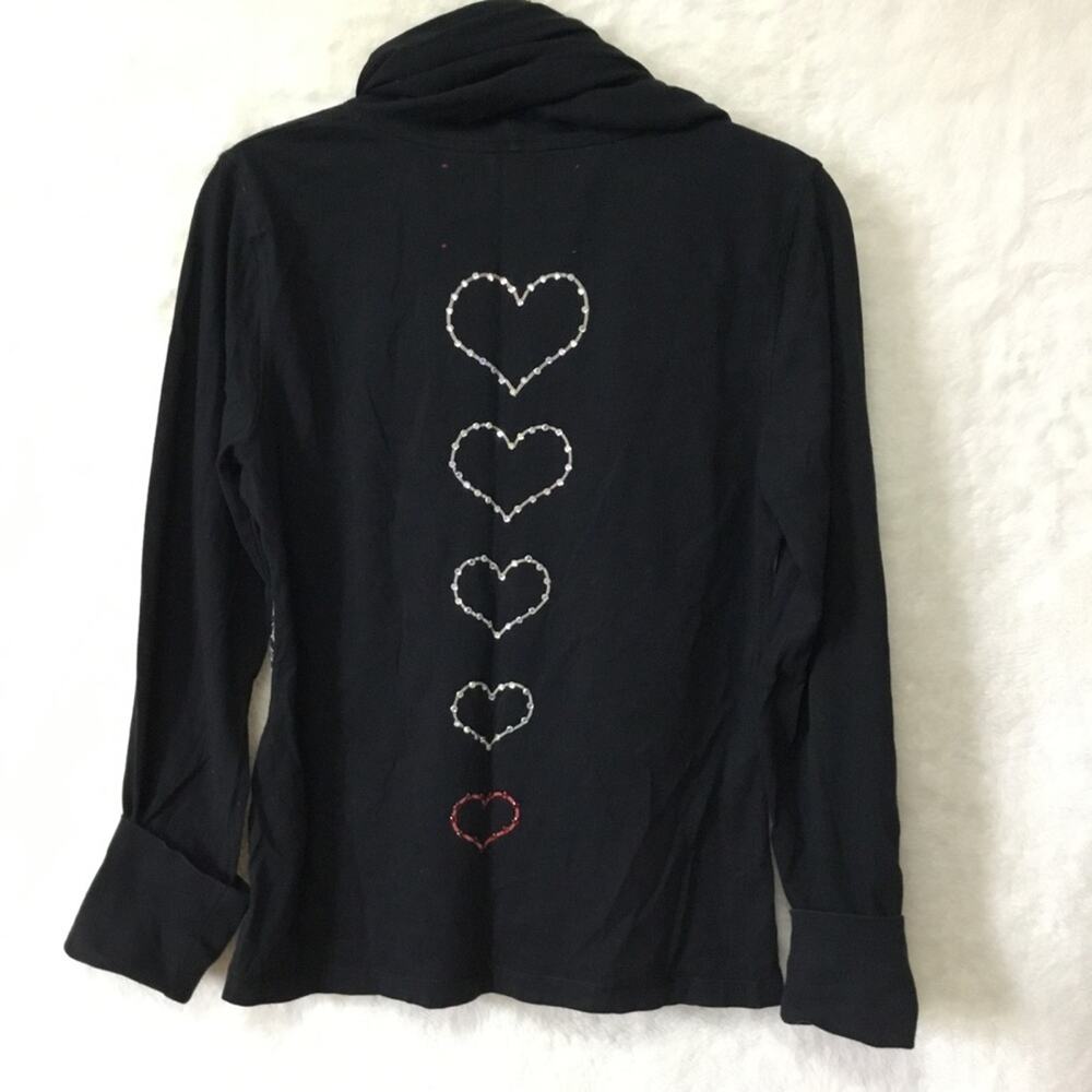 Black with Multi-Heart Hoodie Top - Picture 8 of 11